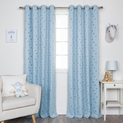Golden Enchanted Unicorn Polyester Blackout Curtain Pair
