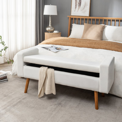 Vendrina Velvet Storage Bench with Rubberwood Legs