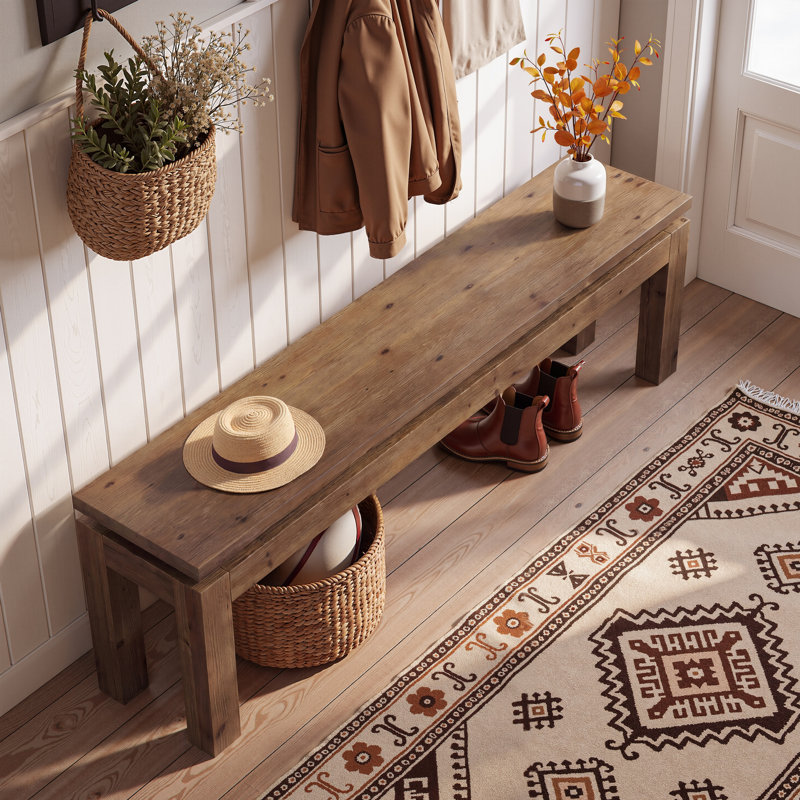 Banc en bois massif 59 po pour entrée, banc d'intérieur pour couloir, chambre à coucher