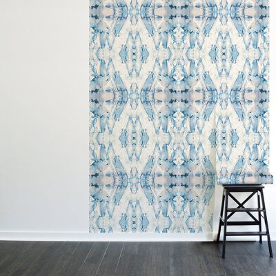 Papier peint adhésif en cobalt avec miroir