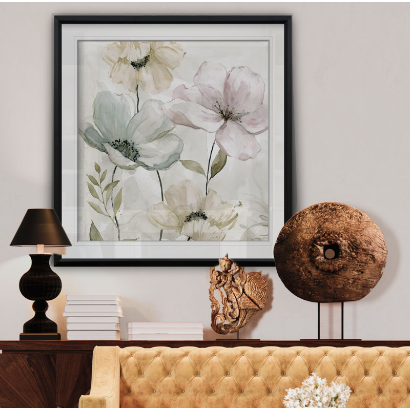 «Hibbitts Garden Grays», reproduction d'art graphique, H 24 po x l 24 po x P 2 po, Cadre noir