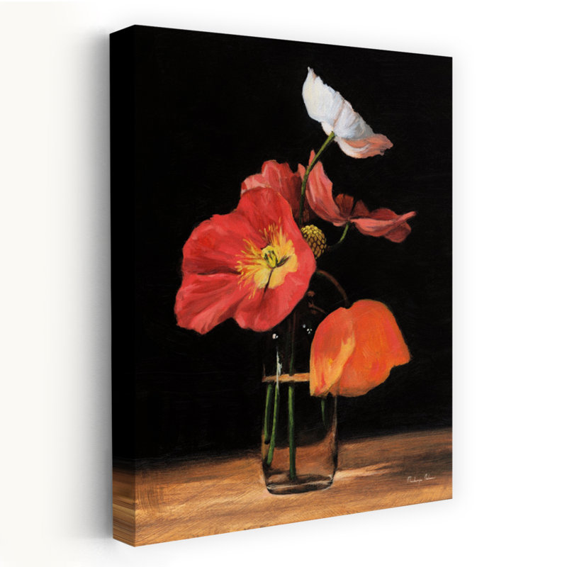 Art contemporain coquelicot, H 24 po x l 16 po