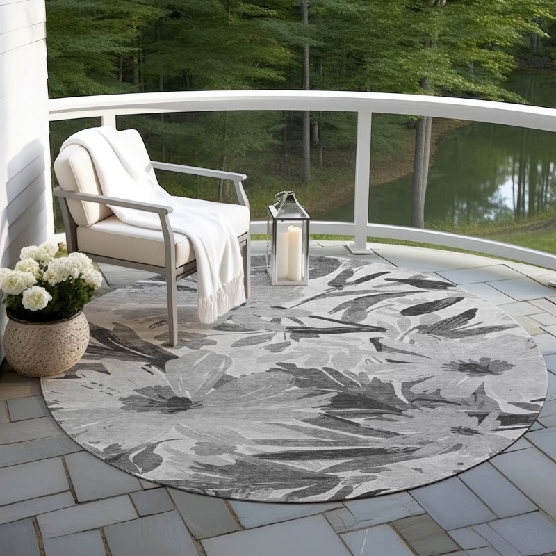 Tapis intérieur / extérieur gris Twillith , 8 pi x 8 pi