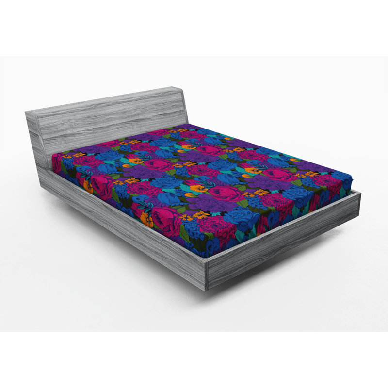 Microfiber Floral Fitted Sheet, Queen Fitted Sheet