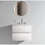 Meuble-lavabo mural blanc brillant 24 po - Lavabo en céramique 3 trous de robinet, espace de rangement généreux, système de rangement encastré silencieux-408336336-408336339