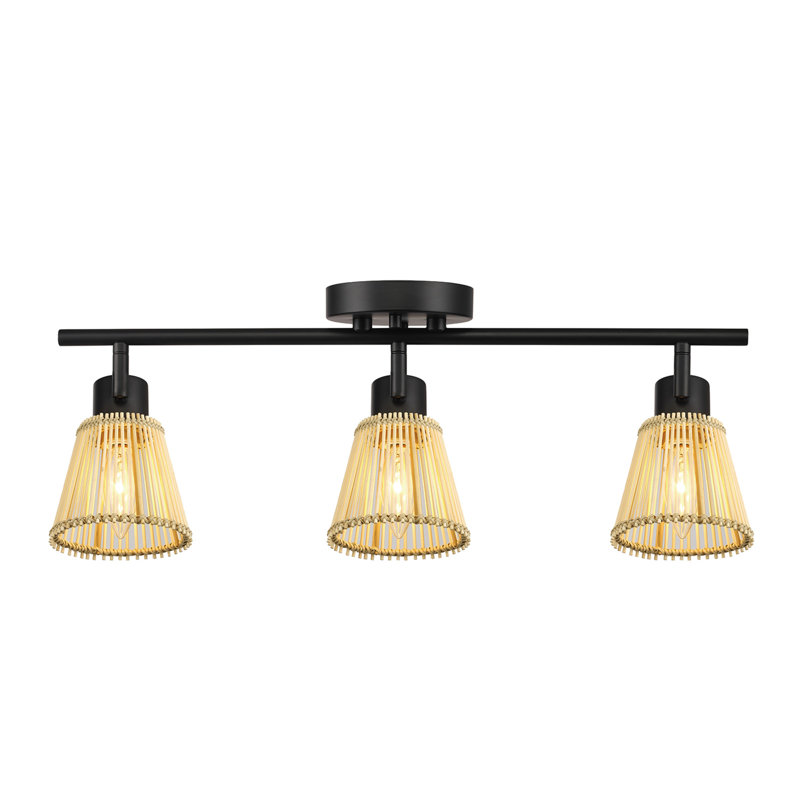 Afreena 3 -Light Fixed Track Track Kit with Dimmable and Adjustable Head, Black, 6.88" H x 22" L x 4.75" D