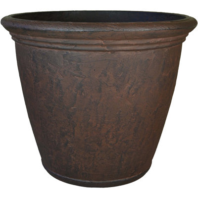 Blough 24" x 24" x 20" Round Polyresin Outdoor Planter Pot - Rust