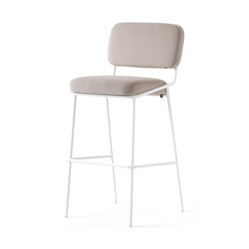 Sixty Upholstered Counter Stool with Metal Frame, Painted Brass, Sand, Counter Stool (25.63" Seat Height)