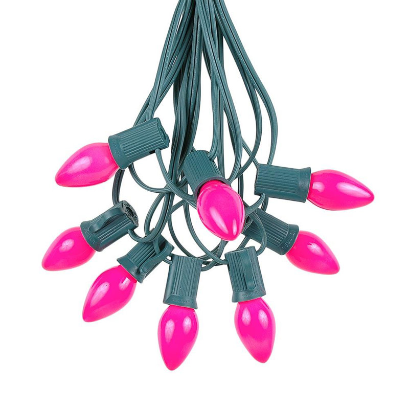 Lampe de noël en céramique 100 de chaîne lumineuse, Rose, 100 lumières