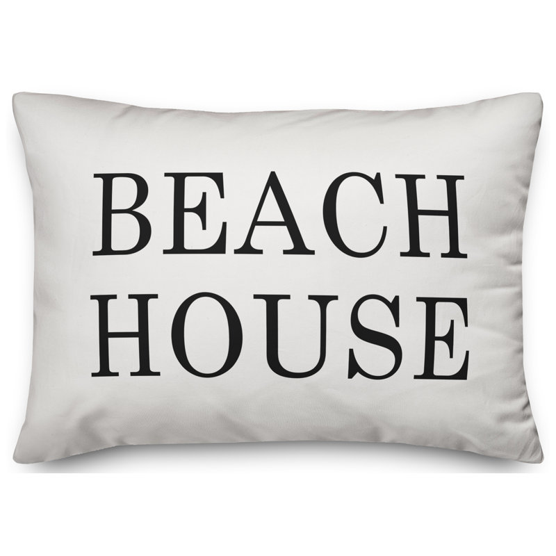  Housse et insert de coussin rectangulaire intérieur / extérieur Beach House, Blanc cassé / noir