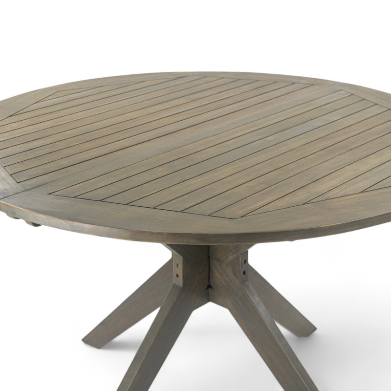 Table de salle à manger d'extérieur ronde en bois d'acacia massif l 47,25 po, Gris