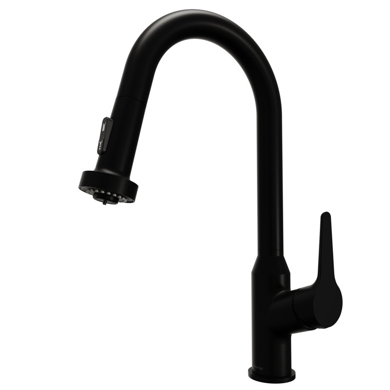 Karran Scottsdale Single Handle Pull Down Sprayer Kitchen Faucet, Matte Black
