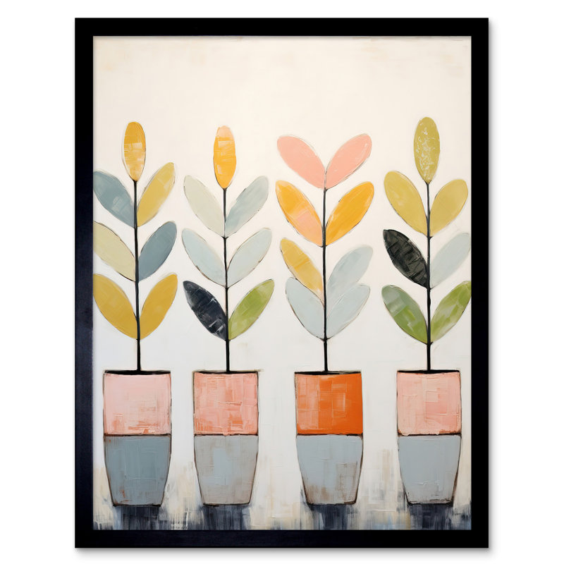 Plant Pots Simple Pastel - Single Picture Frame Print