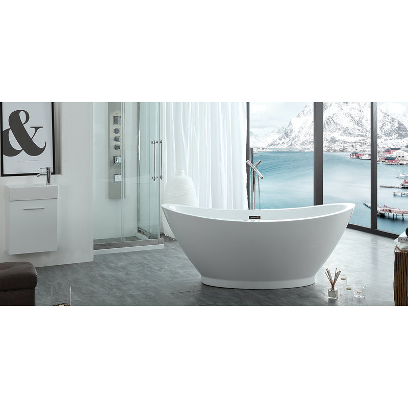 Iris 68.5'' x 33.46'' Soaking Acrylic Bathtub