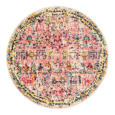 Tapis rose à motif abstrait Ector