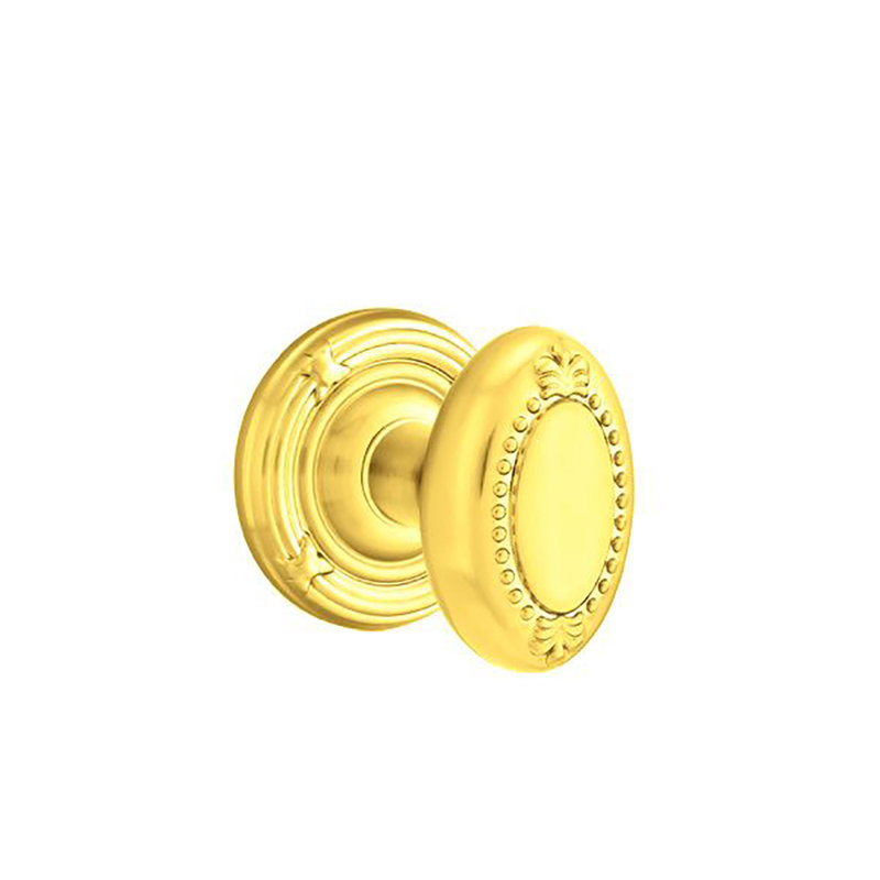 Privacy Beaded Egg Knob with Ribbon & Reed Rose, Bright Brass