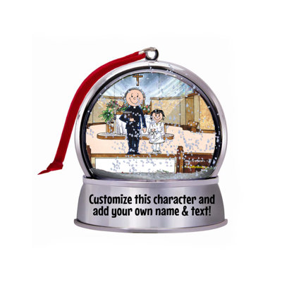 Personalized Friendly Folks Communion, Girl - Male Priest Snow Globe Magnet - Great Gift!