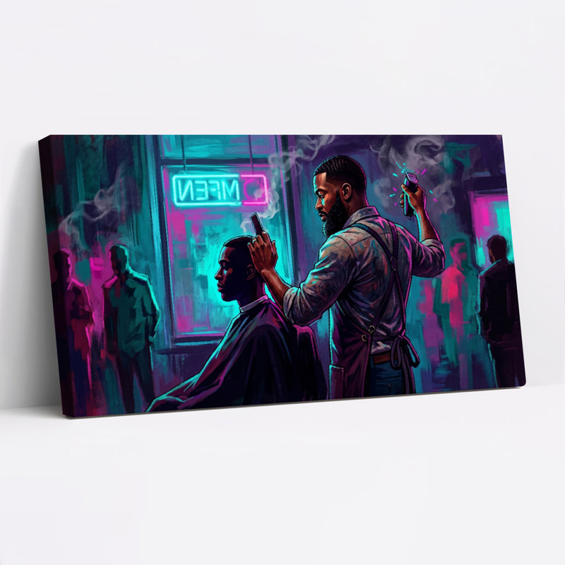 Ensemble de 1 tableau sur toile Neon Bar, 48“W x 24”H, Wrapped Canvas