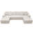 Koli 138" U-shaped Sectional Couch, Compression Modular Sofa for 6 Person, White Corduroy-319347766