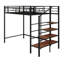 Lit mezzanine simple en métal avec grille de rangement supérieure et échelle de rangement latérale-2136677120