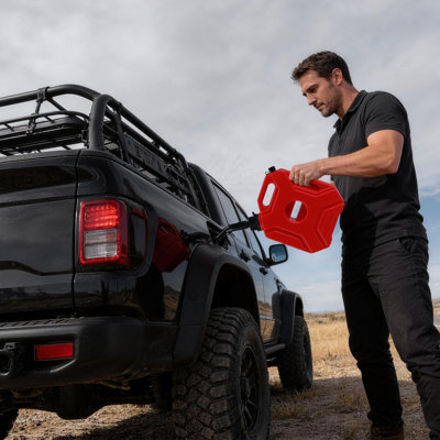 Réservoir d'essence portatif sécuritaire de 30 L avec support de fixation verrouillable - Contenant de carburant en PEHD robuste pour voiture, moto, VTT, UTV, tout-terrain - serrure à clé, boulon en U pour tube de 1 po