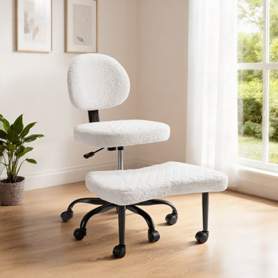 Ergonomic Cross Legged Chair, 360° Swivel Cross-Legged Chair With Wheels, Kneeling Chair With Footrest, Office/Chair by Wrought Studio