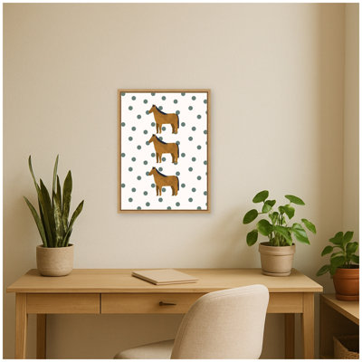 "Chevaux avec fond à pois" par Laura Moss, reproduction d'art sur toile encadrée