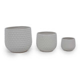 Three-piece Set of Ceramic Flowerpots for Patio, Garden or Windowsills with Contemporary Design and Versatile Use