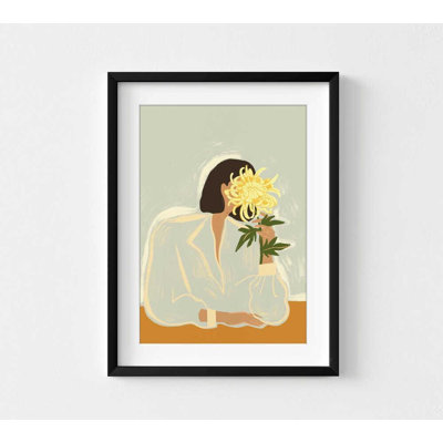 Abstract Woman with Flower Poster – Minimalist Botanical Wall Art