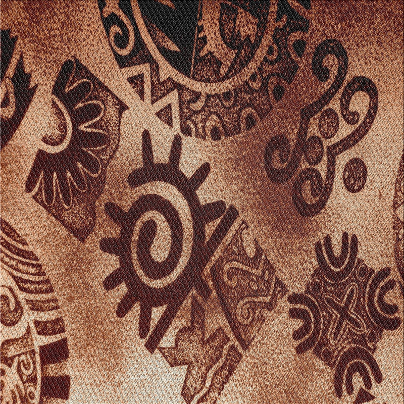 Tapis brun à motifs, Carré 8 pi