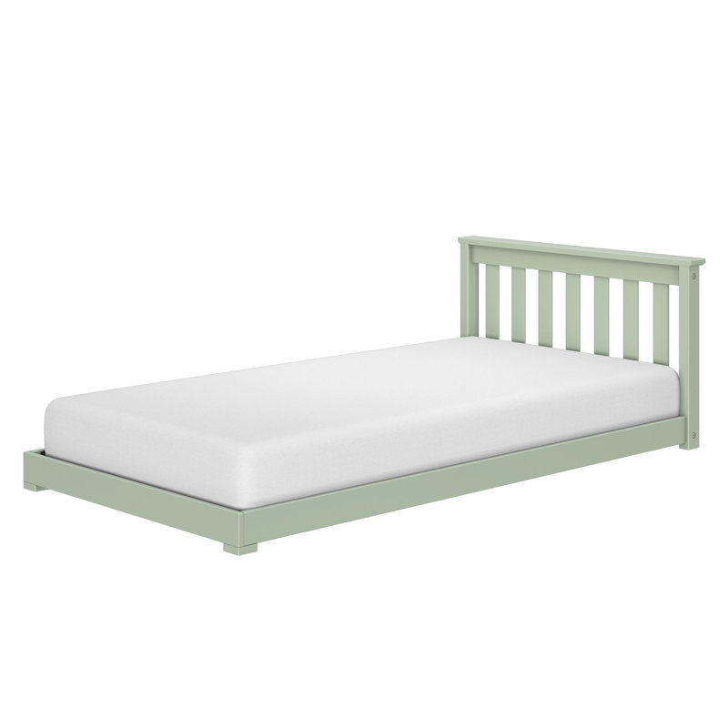Classic Twin Floor Bed, White, Sage Green