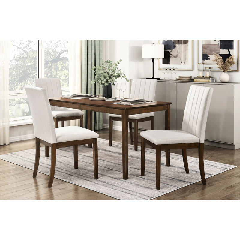 De 2 chaises de salle à manger brunes - Siège et dossier rembourrés en tissu moderne avec cadre en bois
