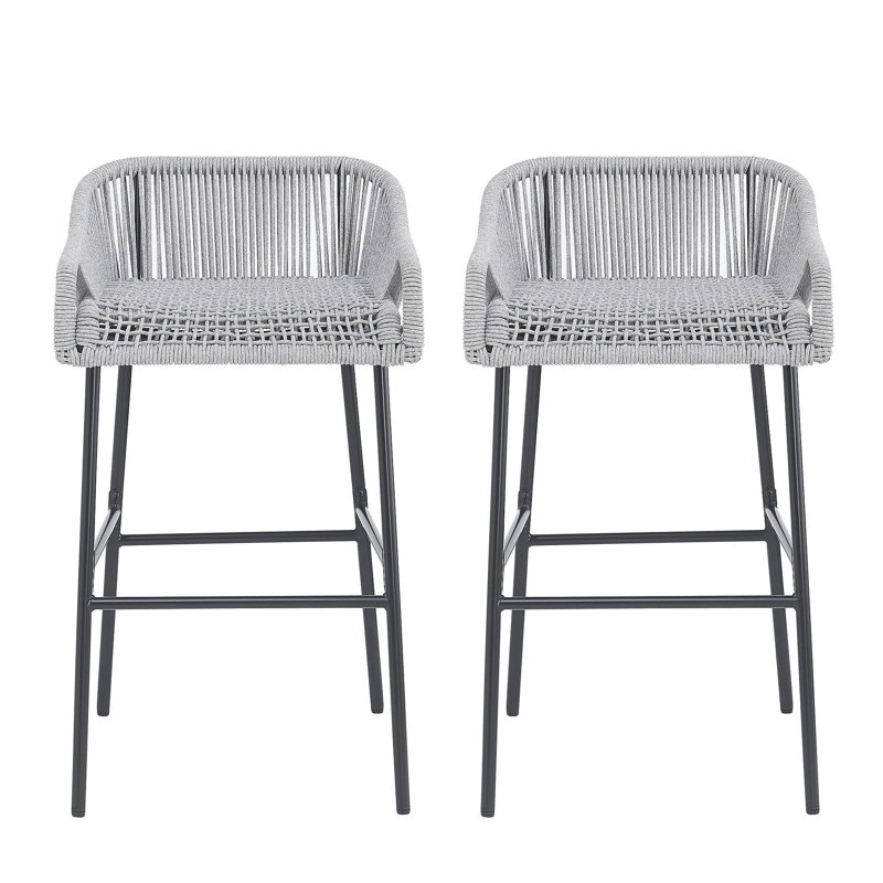 Tabouret de bar d'extérieur gris clair La Push, ensemble de 2, Gris