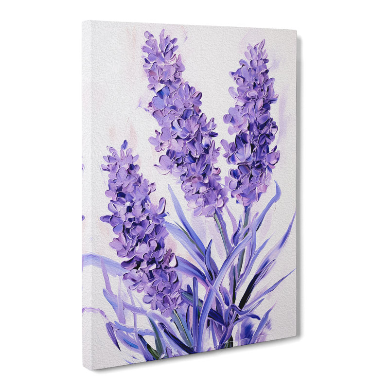 Lavender Flower Gestural Art No.2 - Wrapped Canvas, 60cm H x 40cm W x 3cm D