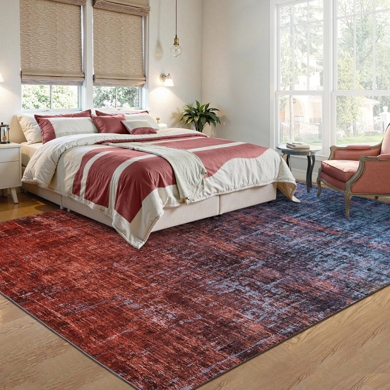 Abstract Machine Printed Area Rug, Rectangle 160 x 230 cm, Red