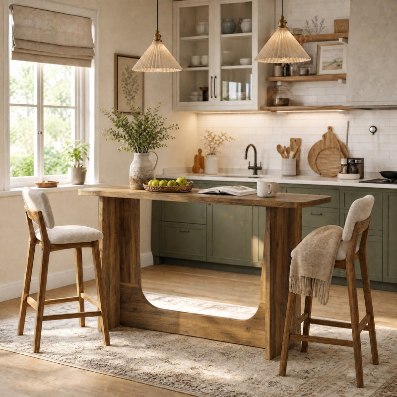 63'' Rustic Bar Table for Kitchen, Home Bar, Bistro