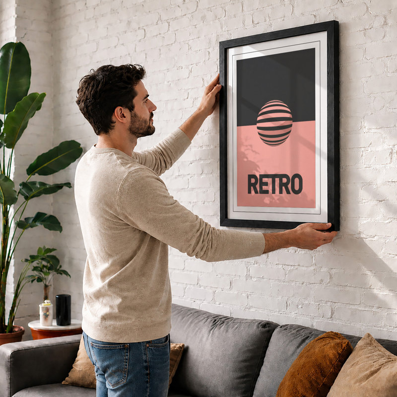 Sphere Study Retro - Framed Print, A4 - 29.7 x 21.0 cm, Black