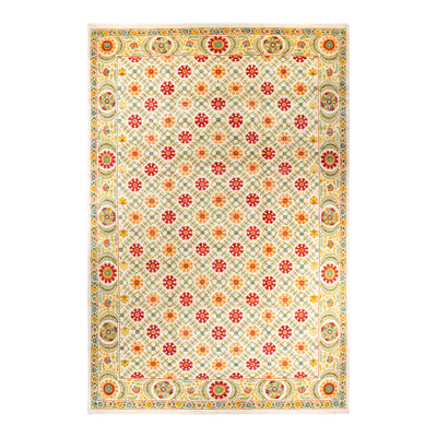 Tapis unique ivoire / rouge / vert 11 pi 10 po x 17 pi 10 po Gorgas