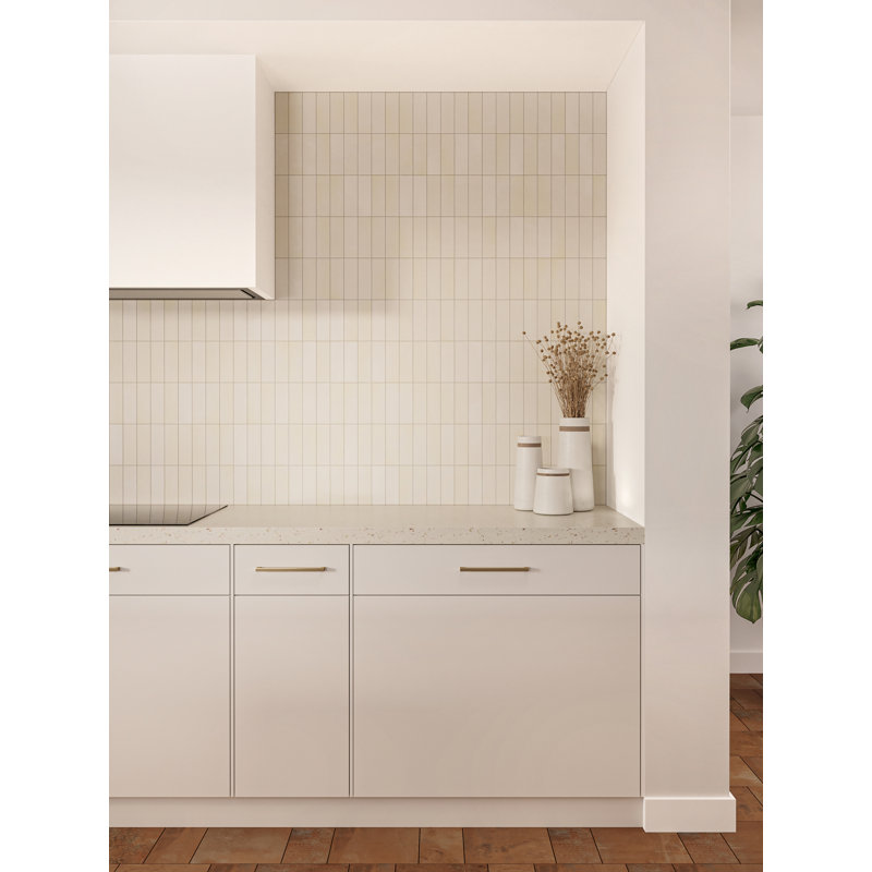 TUILE DE PORCELAINE MINI COLLECTION 2X6 "Zellige, Blanc cassé