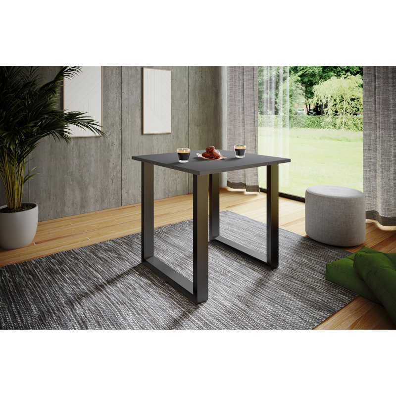 Alexious Metal Base Dining Table, 76cm H x 80cm W x 50cm D, Black, Black