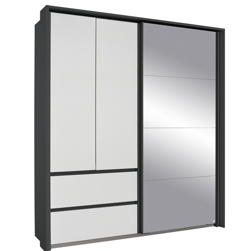 Wetzlar 3 Doors Sliding Wardrobe, Metallic Grey /Alpine White