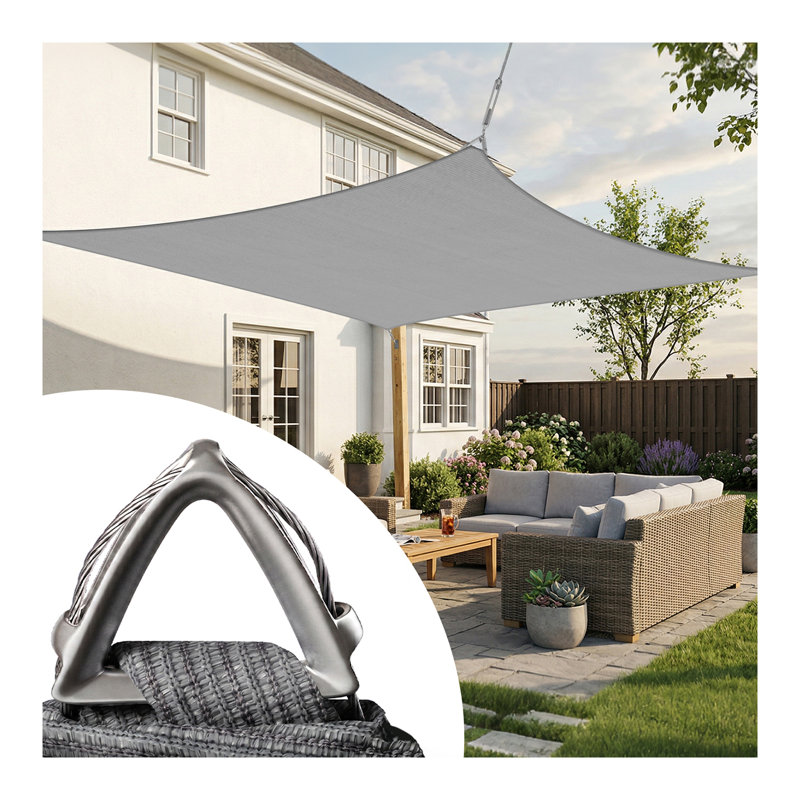 Voile d'ombrage rectangulaire Royal Shade Pro Ring, Gris, 22 pi x 20 pi