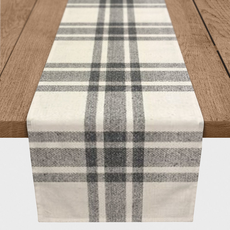 Masafumi Cotton Blend Table Runner, Black, 90" L x 16" W