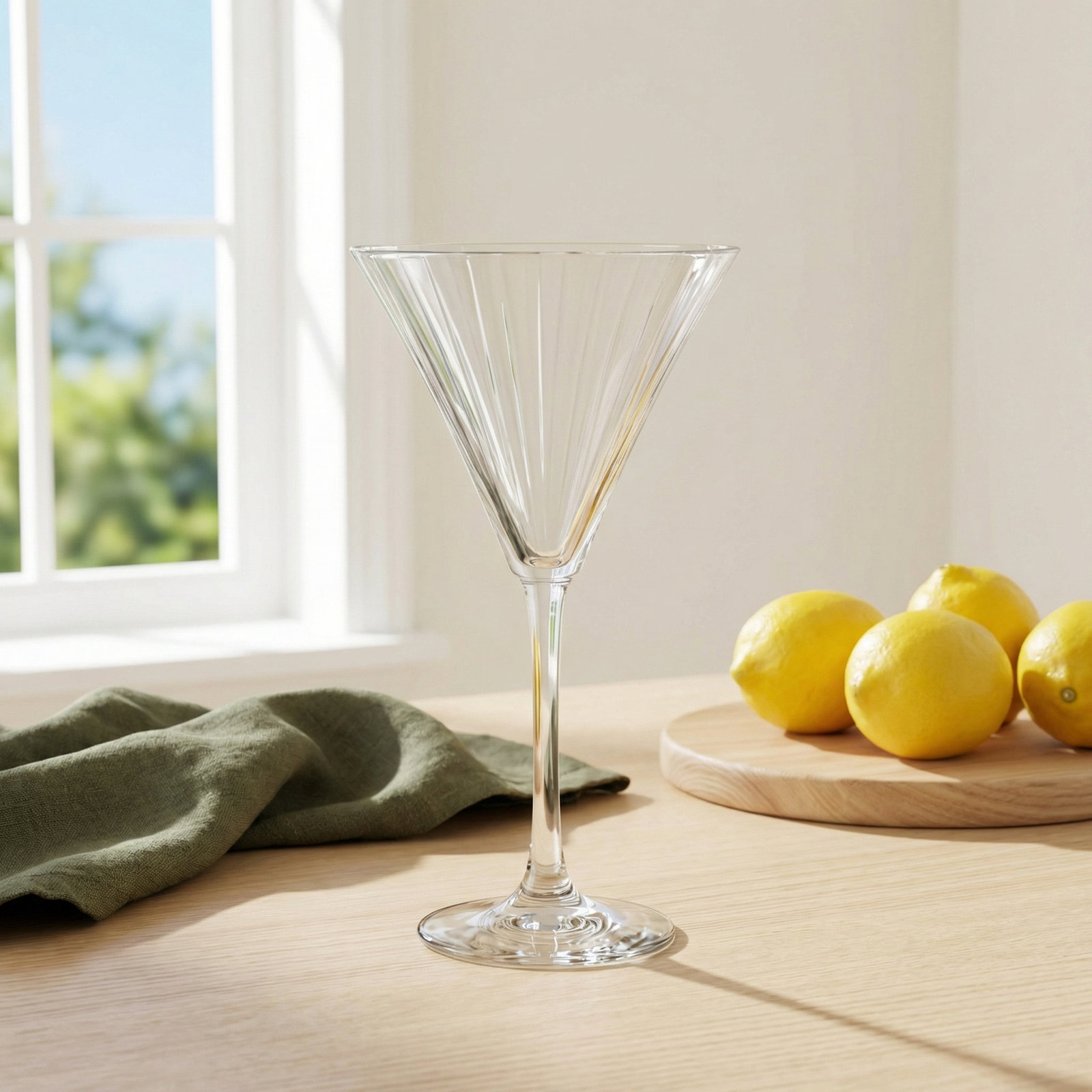 Paneled Ribbed Martini Glass