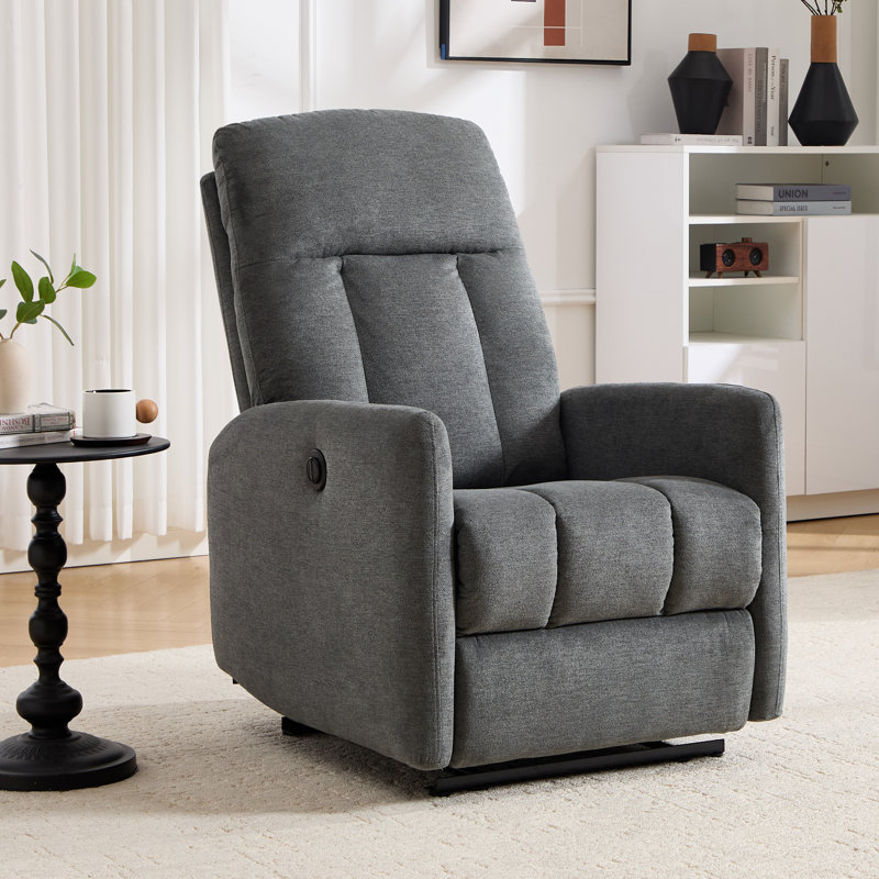 Manual Recliner Chair with Retractable Footrest, Adjustable Backrest Armchair