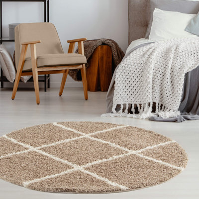 Myshaggy Collection Rugs Diamond Design in Beige