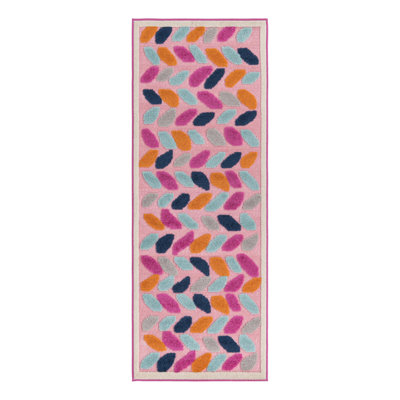 Tapis intérieur / extérieur rose / bleu à chevrons