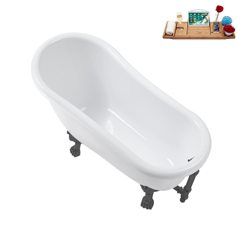 53.1'' x 25.6'' Soaking Acrylic Bathtub, Brushed Gun Metal, Brushed Gun Metal