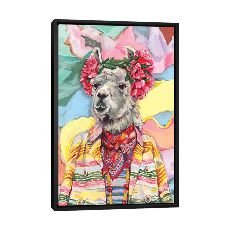 Impression « Desert llama » par Heather Perry, Pas de tapis, H 60 po x l 40po x P 1,5 po, Toile avec cadre noir