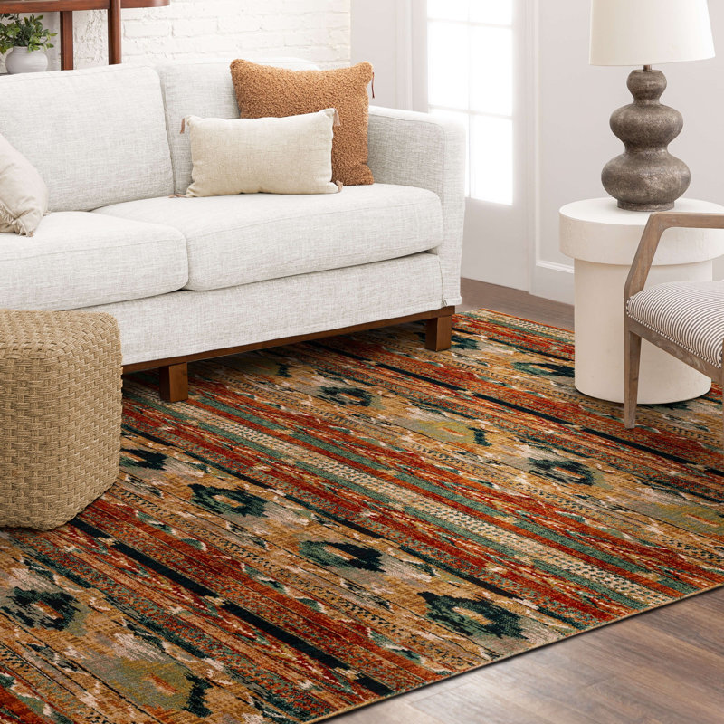 Tapis intérieur tissé en polyester infusé résistant aux taches et à la décoloration, Rectangle 9 pi 6 po x 12 pi 11 po